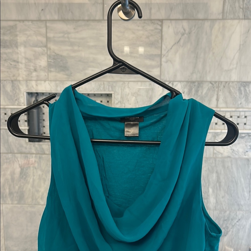 Teal Sleeveless Draped Top